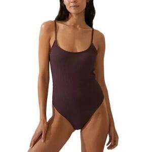 NEW Cotton On Brown One Piece Swimsuit Size Medium Scoop Back Cheeky Fit NWT